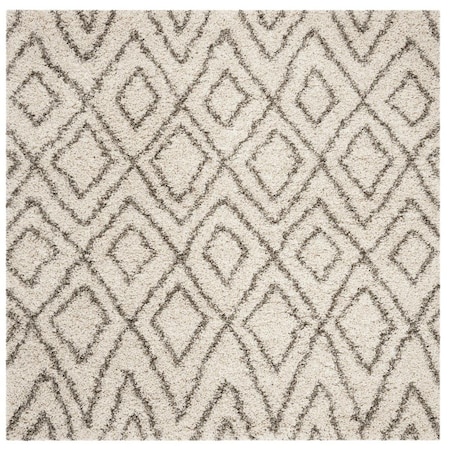 Safavieh Hudson Shag 300 Power Loomed Square Area RugIvory & Grey 7 x 7 ft. SGH332A-7SQ